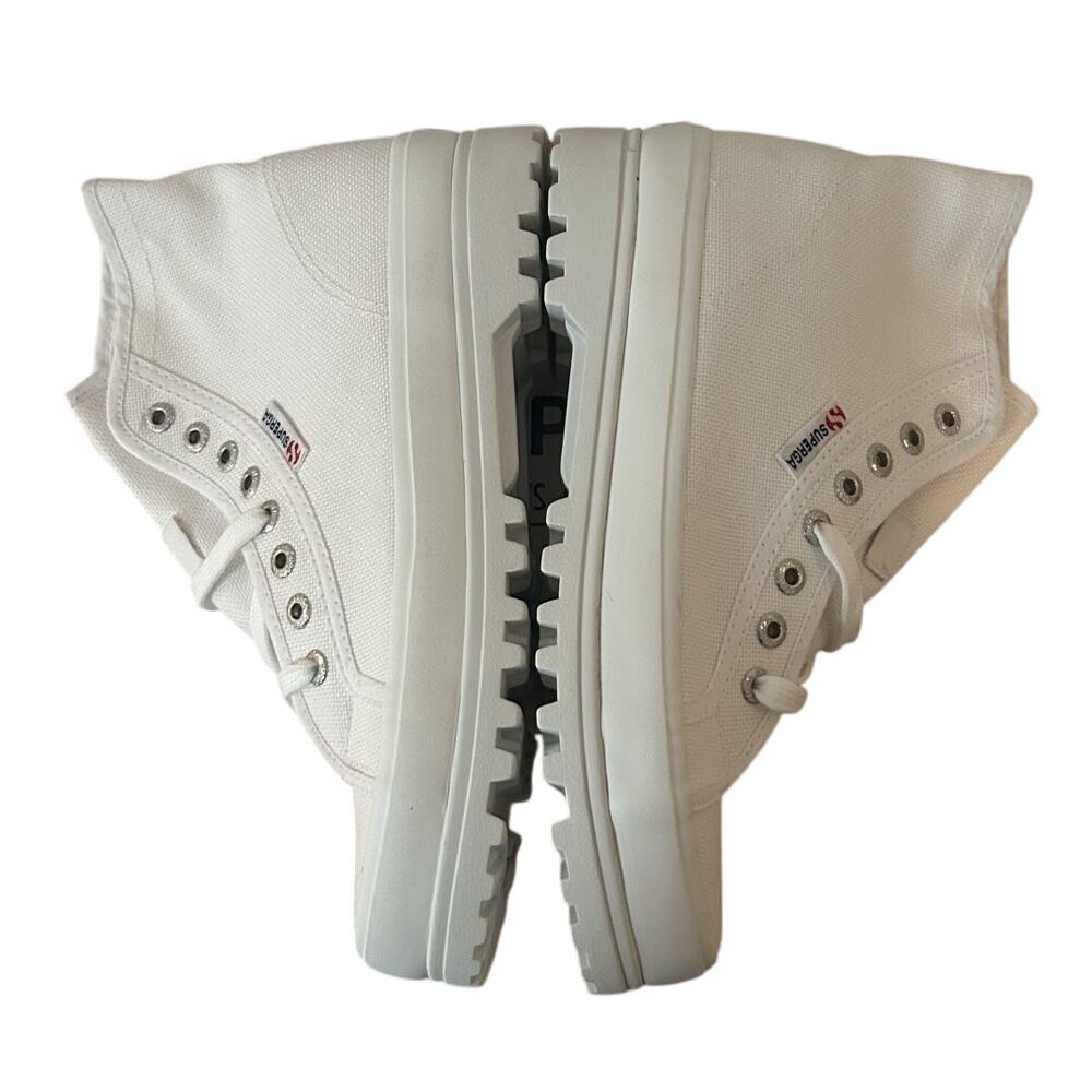 Superga Unisex White Canvas Lace Up High-Top Athletic Sneaker Men 6.5-Women 8 - Picture 5 of 11